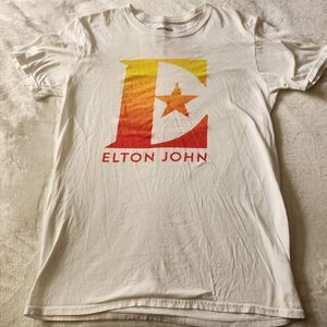 Elton John 2019 Farewell Yellow Brick Road White Tshirt With Graphics Size Med